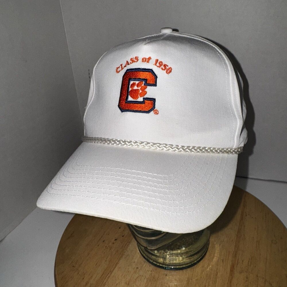 Clemson Tigers Class of 1950 Strapback Hat White Rope Cap Vintage Style